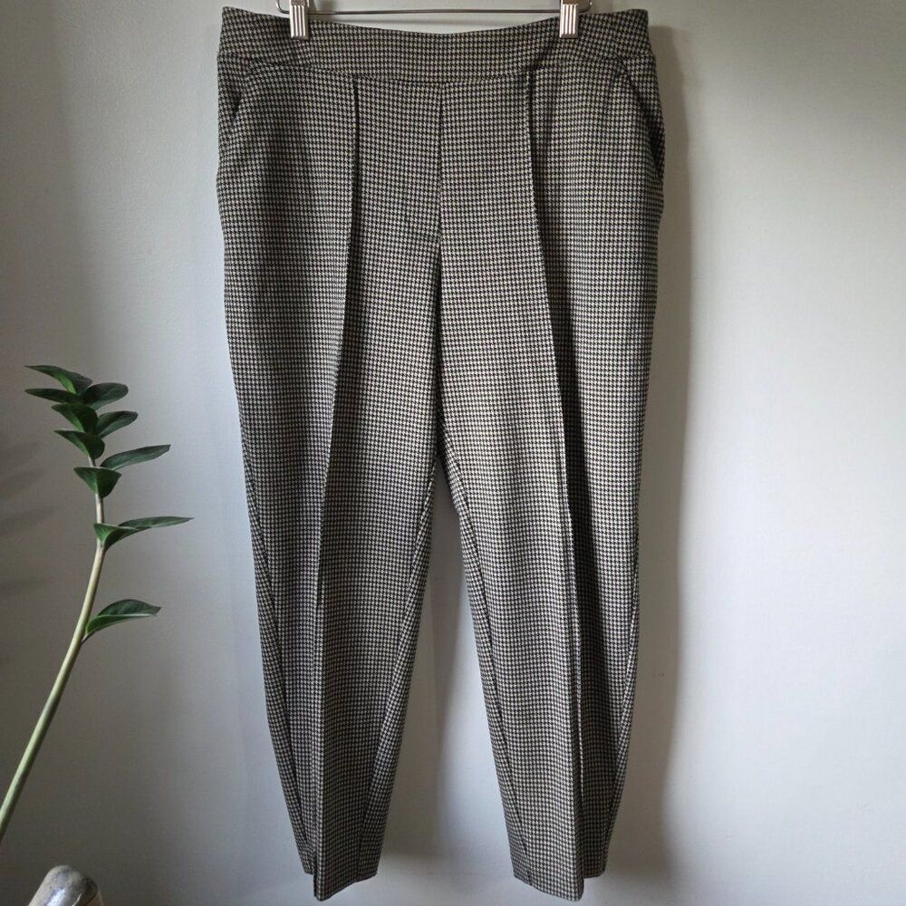 EUC NINE WEST HOUNDSTOOTH CURVY RELAXED CROP PANTS SIZE LARGE
